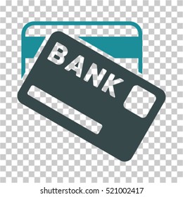 Bank Cards icon. Vector pictogram style is a flat bicolor symbol, soft blue colors, chess transparent background. Designed for software and web interface toolbars and menus.