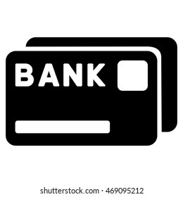 Bank Cards icon. Vector style is flat iconic symbol with rounded angles, black color, white background.