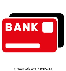 Bank Cards icon. Vector style is bicolor flat iconic symbol with rounded angles, intensive red and black colors, white background.