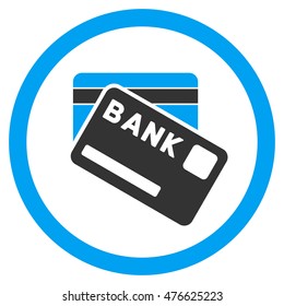 Bank Cards rounded icon. Vector illustration style is flat iconic bicolor symbol, blue and gray colors, white background.