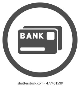 Bank Cards rounded icon. Vector illustration style is flat iconic symbol, gray color, white background.