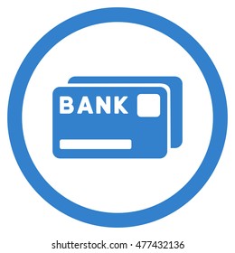 Bank Cards rounded icon. Vector illustration style is flat iconic symbol, cobalt color, white background.