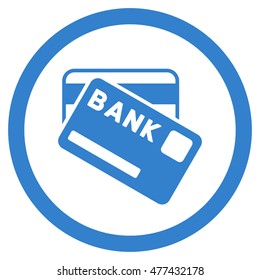 Bank Cards rounded icon. Vector illustration style is flat iconic symbol, cobalt color, white background.