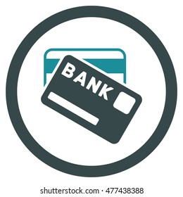 Bank Cards rounded icon. Vector illustration style is flat iconic bicolor symbol, soft blue colors, white background.