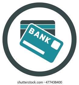 Bank Cards rounded icon. Vector illustration style is flat iconic bicolor symbol, soft blue colors, white background.