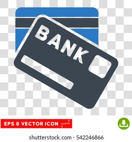 Bank Cards vector icon. Image style is a flat smooth blue pictograph symbol.