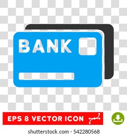 Bank Cards vector icon. Image style is a flat blue and gray icon symbol.