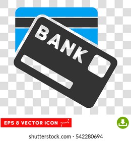 Bank Cards vector icon. Image style is a flat blue and gray icon symbol.