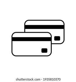 Bank cards vector icon. Two bank cards icon. Means of contactless payment. Remote payment method icon. Simple icon. Vector illustration.