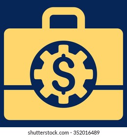Bank Career Options vector icon. Style is flat symbol, yellow color, rounded angles, blue background.