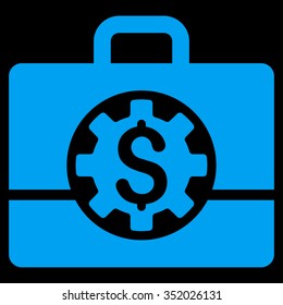 Bank Career Options vector icon. Style is flat symbol, blue color, rounded angles, black background.