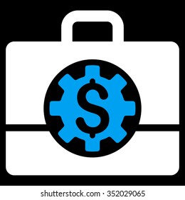 Bank Career Options vector icon. Style is bicolor flat symbol, blue and white colors, rounded angles, black background.