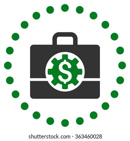 Bank Career Options vector icon. Style is bicolor flat circled symbol, green and gray colors, rounded angles, white background.