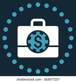 Bank Career Options vector icon. Style is bicolor flat circled symbol, blue and white colors, rounded angles, dark blue background.
