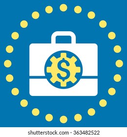 Bank Career Options vector icon. Style is bicolor flat circled symbol, yellow and white colors, rounded angles, blue background.
