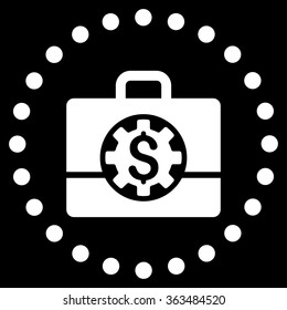 Bank Career Options vector icon. Style is flat circled symbol, white color, rounded angles, black background.