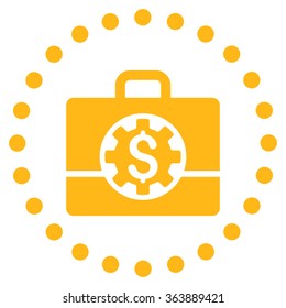 Bank Career Options vector icon. Style is flat circled symbol, yellow color, rounded angles, white background.