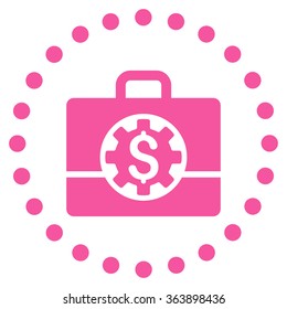Bank Career Options vector icon. Style is flat circled symbol, pink color, rounded angles, white background.