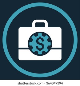 Bank Career Options vector icon. Style is bicolor flat circled symbol, blue and white colors, rounded angles, dark blue background.