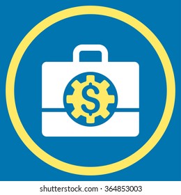 Bank Career Options vector icon. Style is bicolor flat circled symbol, yellow and white colors, rounded angles, blue background.