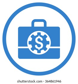 Bank Career Options vector icon. Style is flat circled symbol, cobalt color, rounded angles, white background.