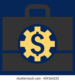 Bank Career Options vector icon. Style is flat symbol, yellow color, blue background.