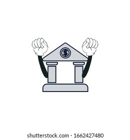 bank cartoon characters design with white background. you can use for stickers, pins, mascot or patches