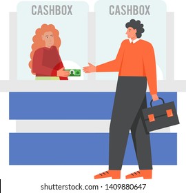 Bank cashbox concept, vector flat isolated illustration