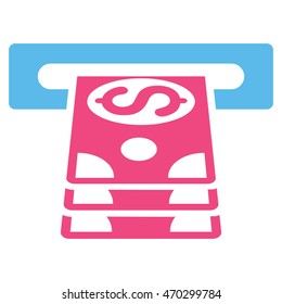 Bank Cashpoint icon. Vector style is bicolor flat iconic symbol with rounded angles, pink and blue colors, white background.
