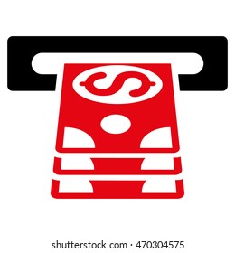 Bank Cashpoint icon. Vector style is bicolor flat iconic symbol with rounded angles, intensive red and black colors, white background.