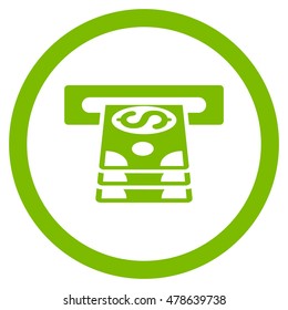 Bank Cashpoint rounded icon. Vector illustration style is flat iconic symbol, eco green color, white background.