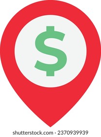 Bank Center Location Icon Vector Flat Illustration