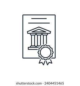 Bank certificate, license.  Vector linear icon illustration isolated on white background.
