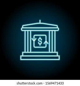Bank, change blue neon icon. Simple thin line, outline vector of saving money icons for ui and ux, website or mobile application