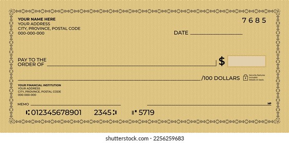 Bank check design.Bank cheque template design