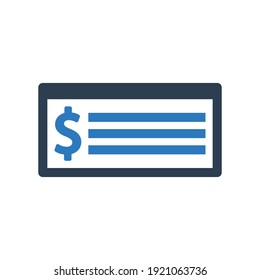 Bank Check - Finance Payment Icon Sign Symbol 