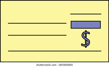 Bank Check Icon. Editable Outline With Color Fill Design. Vector Illustration.
