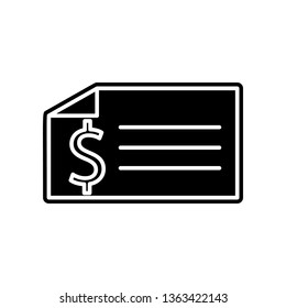 bank check icon. Element of finance and chart for mobile concept and web apps icon. Glyph, flat icon for website design and development, app development