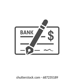 Bank check icon flat
