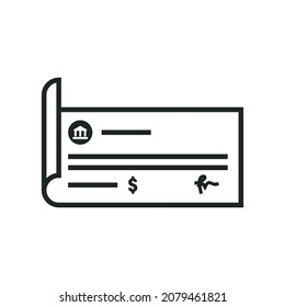 Bank Check icon isolated of outline style design