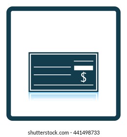 Bank check icon. Shadow reflection design. Vector illustration.