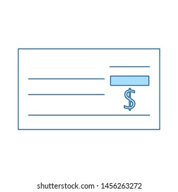 Bank Check Icon. Thin Line With Blue Fill Design. Vector Illustration.