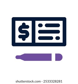 bank check icon. vector dual tone icon for your website, mobile, presentation, and logo design.