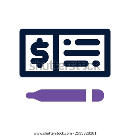 bank check icon. vector dual tone icon for your website, mobile, presentation, and logo design.