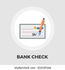 Bank Check Icon Vector. Flat Icon Isolated On The White Background. Editable EPS File. Vector Illustration.