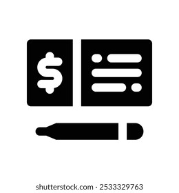 bank check icon. vector glyph icon for your website, mobile, presentation, and logo design.