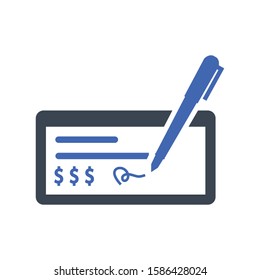 Bank check icon, Vector graphics