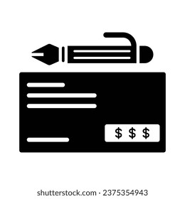 Bank Check Icon, Vector Graphics