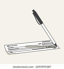 Dinero de cheque bancario Ilustración vectorial plana diseño de finanzas símbolo de pago aislado documento bancario comercial conjunto de transacciones financieras