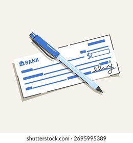 Bank check money flat vector illustration design finance payment symbol isolated business banking document financial transaction set
